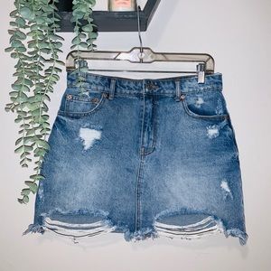 Distressed Jean Skirt